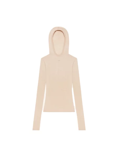 Dzianinowa bluza z kapturem Courreges beżowa