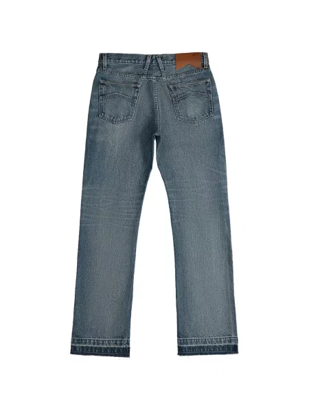 Дънки straight leg Rhude с протрити краища синьо
