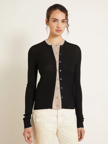 Acne Studios Pletený Svetr S Hedvábím / černošedá černá
