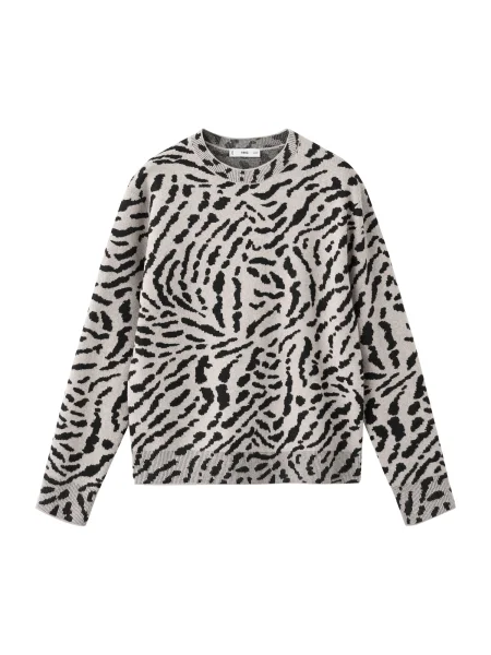 MANGO Pulover FELINA svetlo rjava črna