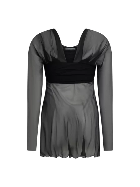 Top Alberta Ferretti z dekoltem w serek biznesowy czarny