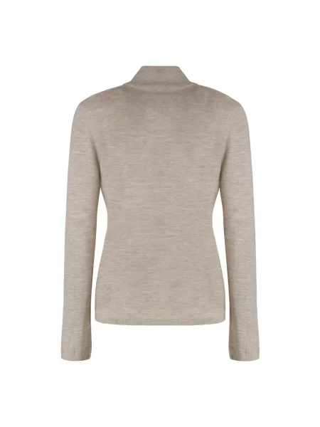 Lniany sweter z golfem Max Mara beżowy