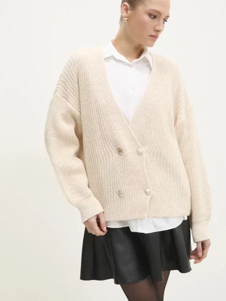 Пуловер с вълна Answear Lab от топла материя бежово