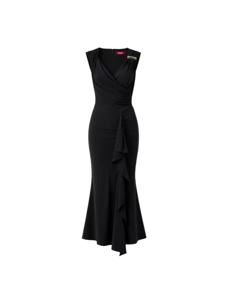 Sukienka drapowana Max Mara Studio z dekoltem w serek drapowana czarna