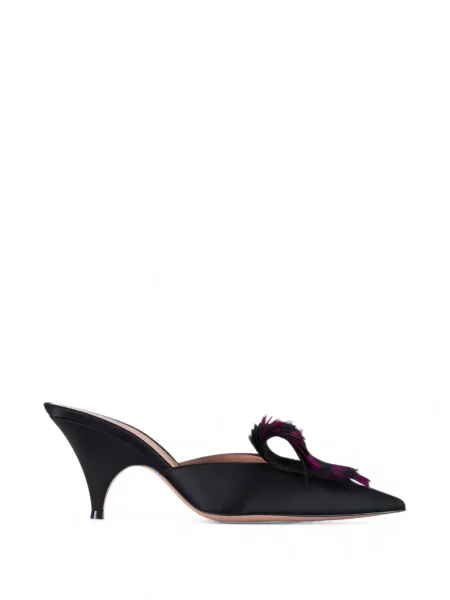 Papuci tip mules Gianvito Rossi din satin negru