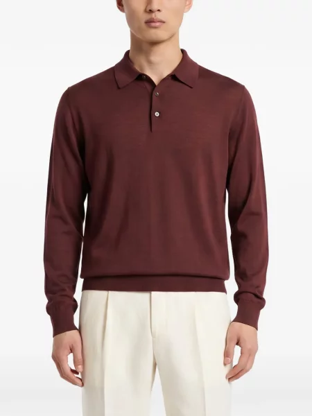 Lung tricou polo Kiton roșu