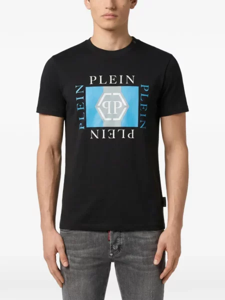 Tricou Philipp Plein din jerseu negru