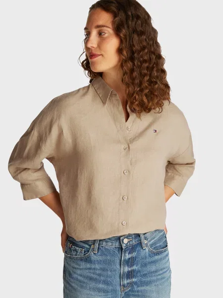 Лляна сорочка Tommy Hilfiger бежева