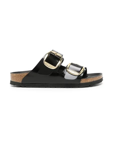 Birkenstock klapki skórzane Arizona Big Buckle czarne