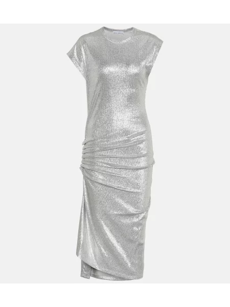 Rochie Rabanne din jerseu de costum argintiu
