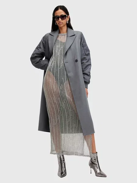 AllSaints palton de lana PAULAH gri