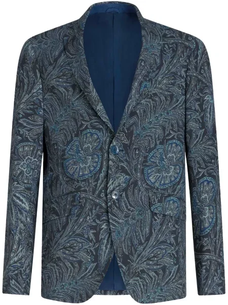Geacă Etro cu model floral cu imagine albastru
