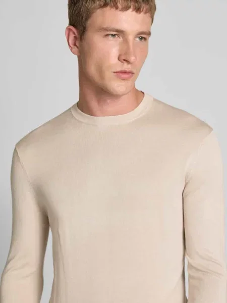 Sweter z dzianiny o kroju regular fit z mieszanki model ‘WYLER’ Only & Sons beżowy