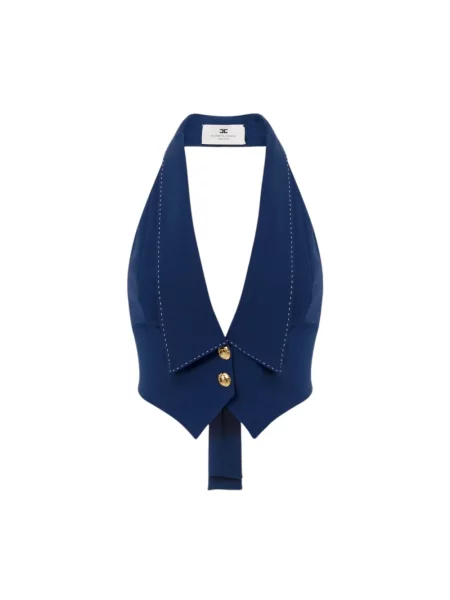 Kamizelka Elisabetta Franchi z krepy niebieska