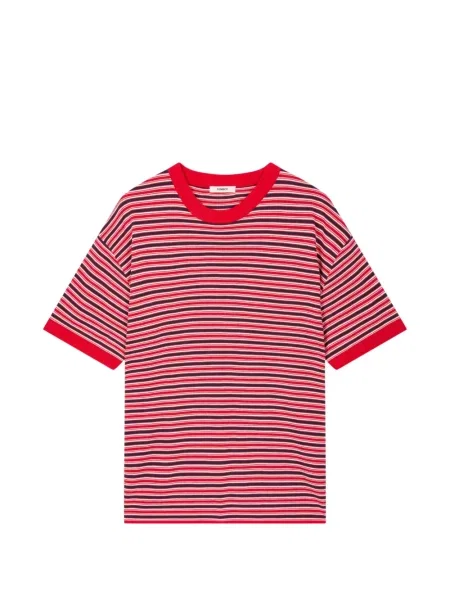 Tricou Tomboy cu dungi cu mâneci scurte roșu