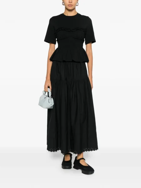 Top Cecilie Bahnsen cu volane negru