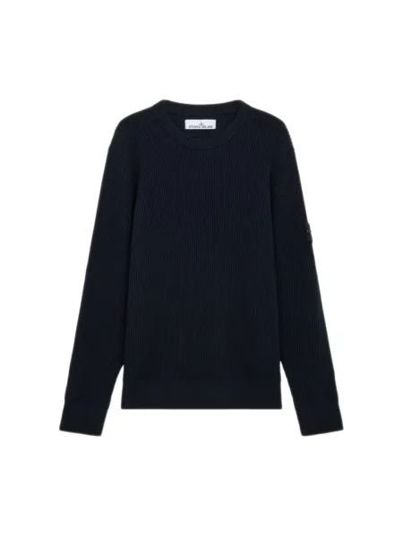 Sweter Stone Island wełniany z kamieniami niebieski