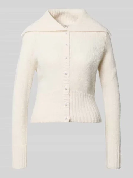 Kardigan rozpinany z szerokim kołnierzem i listwą guzikową Gina Tricot biały