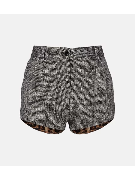 Pantaloni scurți Dolce&gabbana cu talie înaltă de lână negru