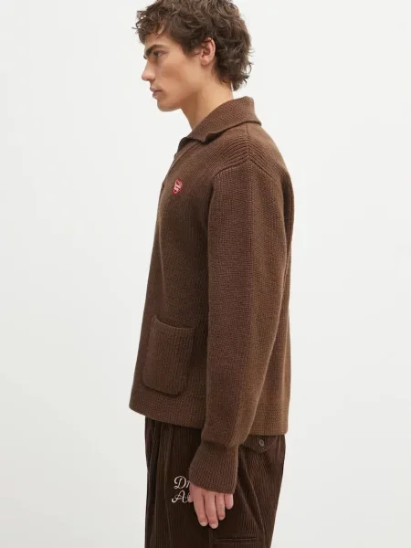 Μάλλινη ζακέτα Human Made KNIT CARDIGAN καφέ