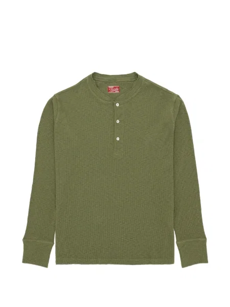 Tricou Fortela tricotate cu guler henley verde