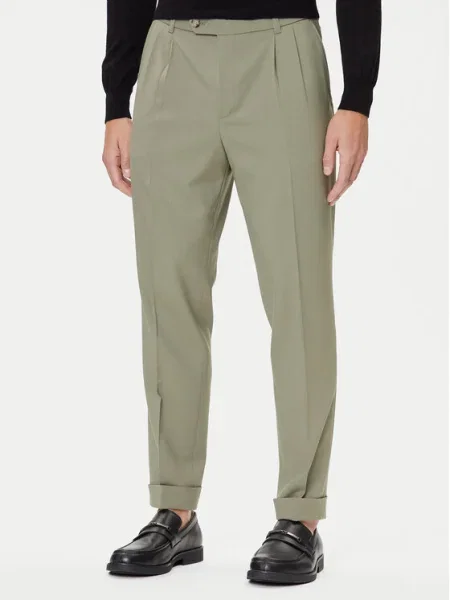 BOSS Текстилни панталони C-Perin-DPL Tapered Fit зелен