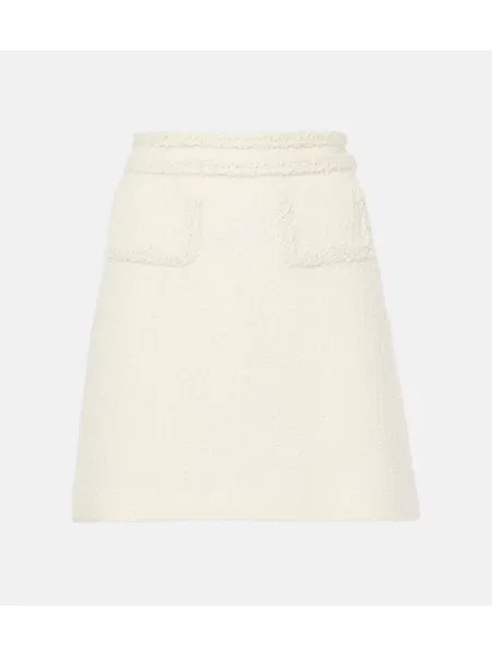 Fustă Giambattista Valli cu talie înaltă de lână alb