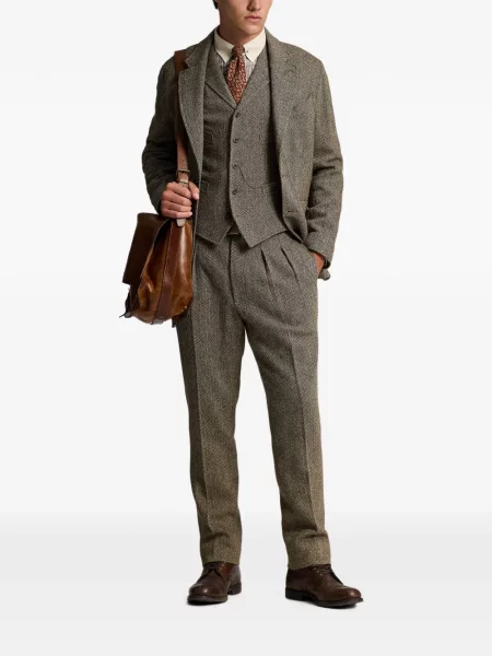 Prsluk Ralph Lauren Rrl s herringbone uzorkom smeđa