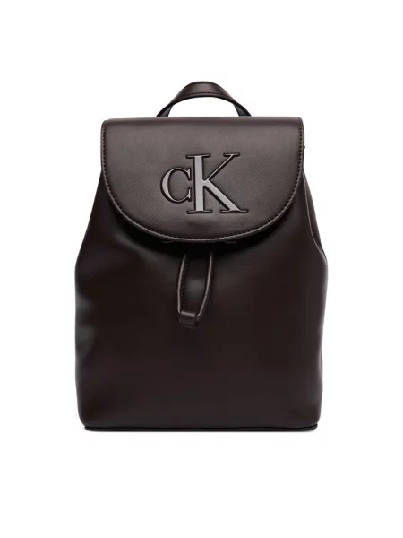 Calvin Klein Plecak Bold Ck Flap Mini Backpack ciemny brązowy