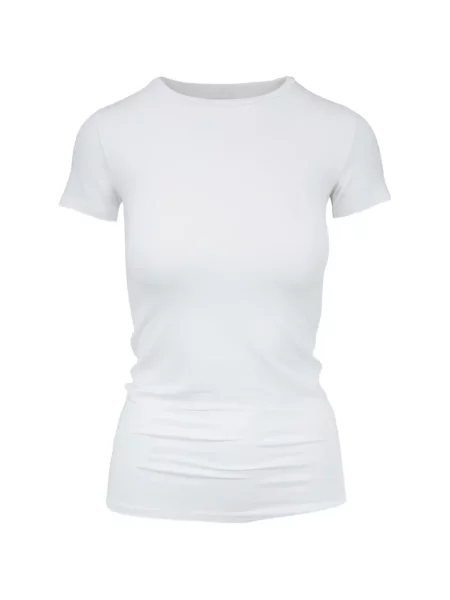 Tricou Majestic Filatures cu decolteu rotund alb