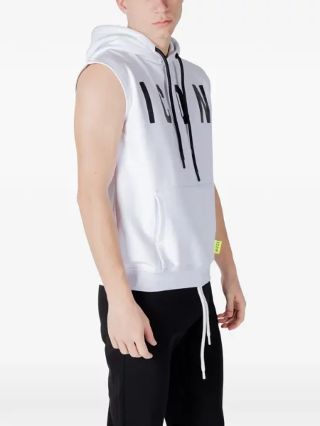 Αμάνικο hoodie Icon Brand με κορδόνι λευκό