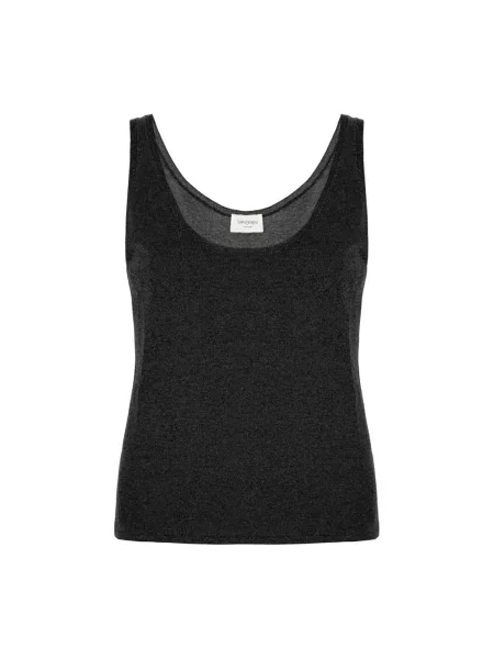 Dzianinowy top Saint Laurent na ramiączkach czarny