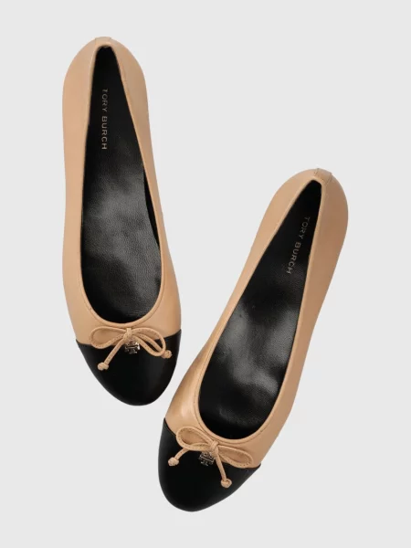 Tory Burch balerini de piele CAP-TOE BALLET bej