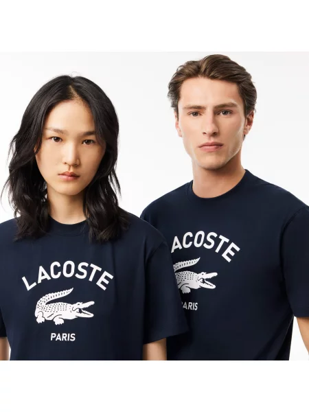 Lacoste T-Shirt Z Nadrukiem granatowa