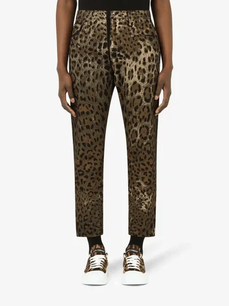 Cropp pantaloni Dolce & Gabbana cu imagine cu model leopard maro