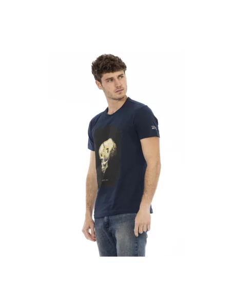 Koszulka Trussardi z okrągłym dekoltem casual niebieska