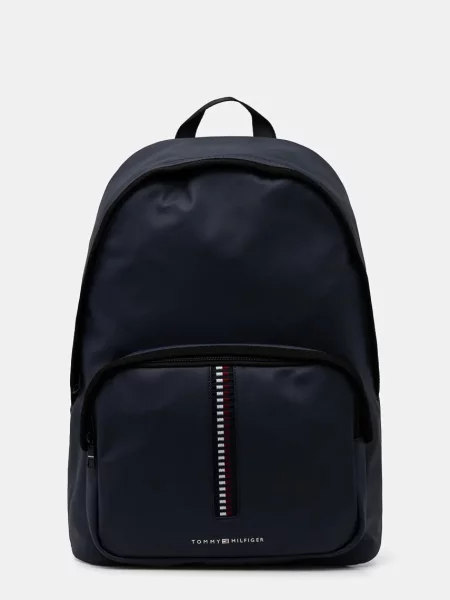 Lniany plecak Tommy Hilfiger niebieski