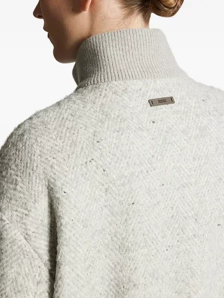 Geacă bomber Peserico cu model herringbone gri