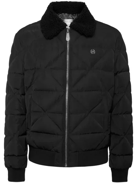 Geacă Philipp Plein din piele de oaie negru