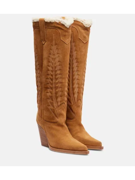 Botine Paris Texas din piele de căprioară cowboy maro