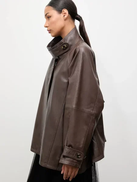 Шкіряна куртка Answear.LAB коричневий