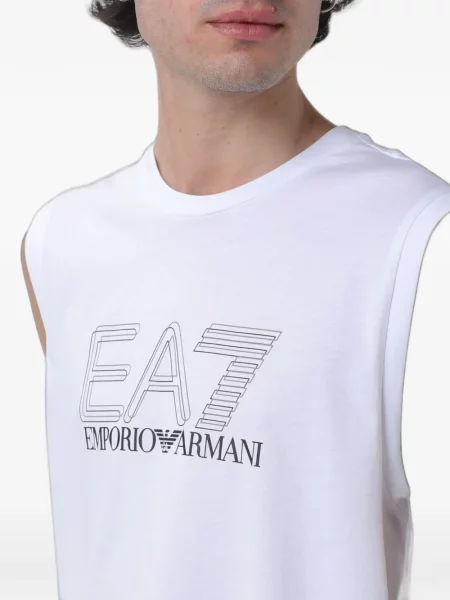 Cămașă Ea7 Emporio Armani cu imagine alb