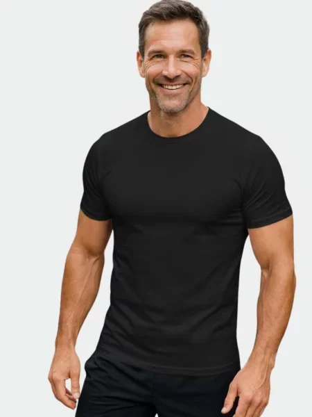 Line One Funkční tričko Herren T-Shirt – T-Shape Rundhals Baumwolle' černá
