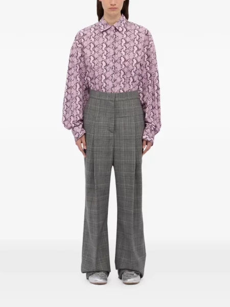 Pantaloni Msgm în carouri cu picior lat gri