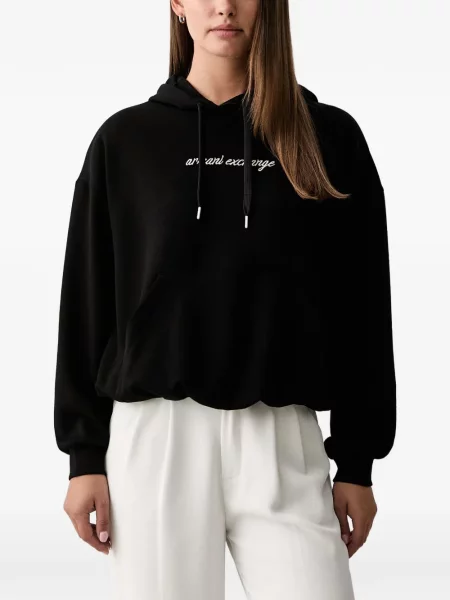 Hanorac cu glugă Armani Exchange cu broderie negru
