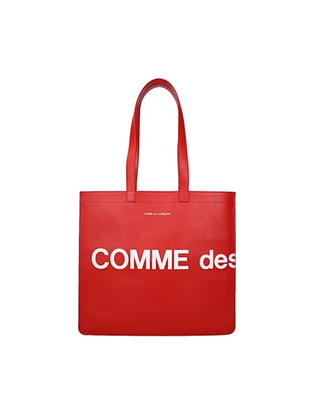Torba Comme Des Garcons z logo skórzana czerwona