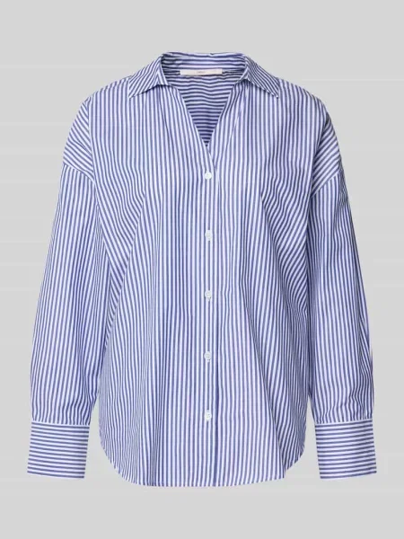 Bluzka koszulowa z listwą guzikową Lanius niebieska