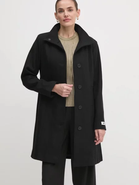 Вълнено палто Dkny преходен модел черно