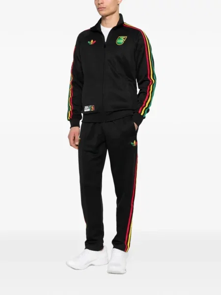 Tricou Adidas alergare cu autograf cu dungi negru