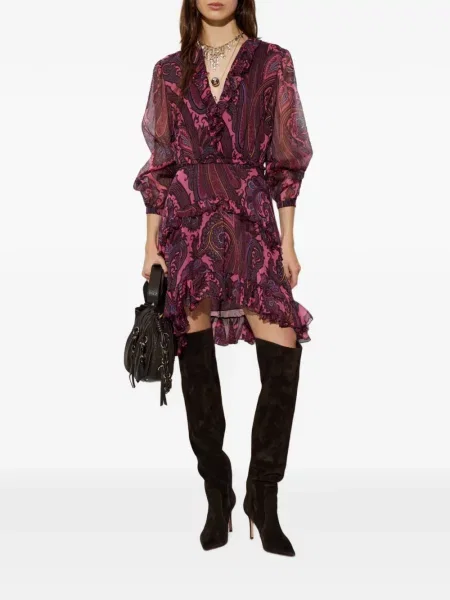 Rochie mini Etro cu imagine cu model paisley asimetrică roșu